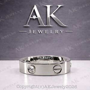 💎LUXURY 5mm MEDIUM Width Silver RING, Diamond & Screw Design, Both Styles in One